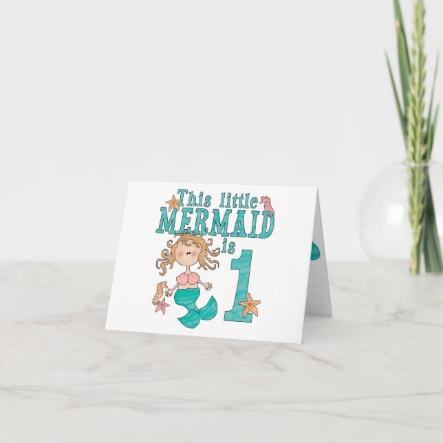 Mermaid First Birthday Fill-in Invitations (Front)