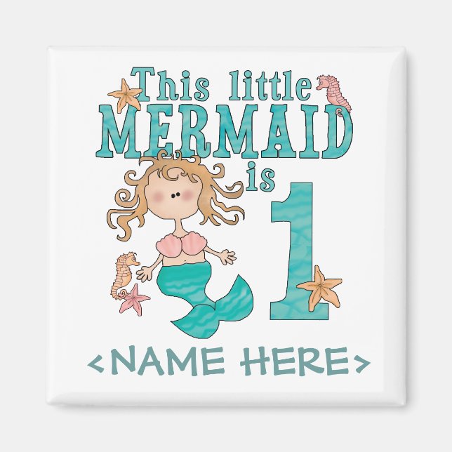 Mermaid First Birthday Magnet (Front)