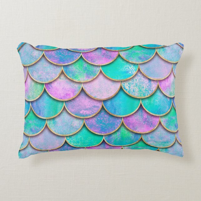 Mermaid fish scale wave japanese seamless pattern. decorative cushion (Front)