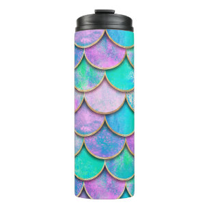 Mermaid fish scale wave japanese seamless pattern. thermal tumbler