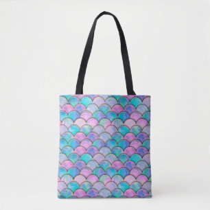 Mermaid fish scale wave japanese seamless pattern. tote bag