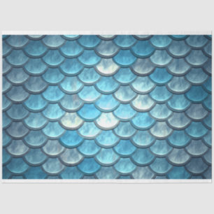 Mermaid Fish Scales Decoupage Background Turquoise Tissue Paper