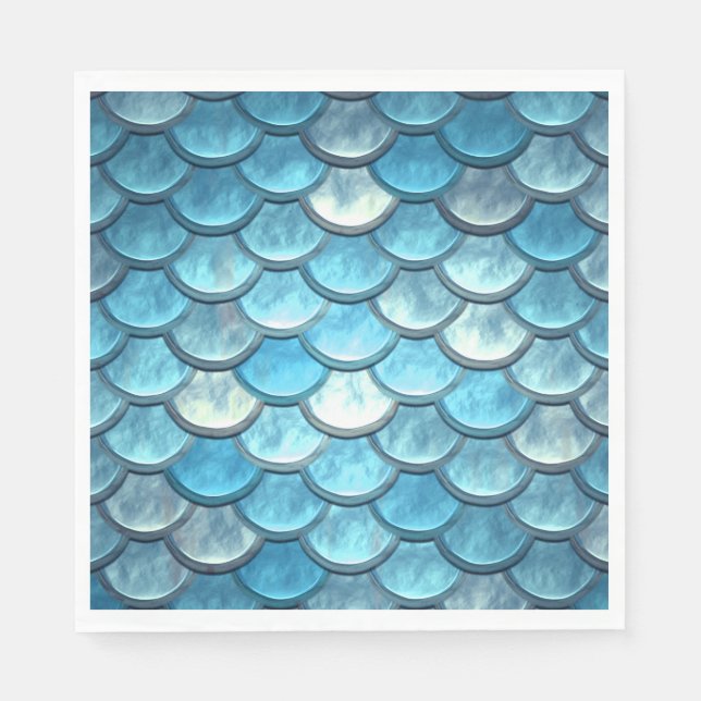 Mermaid Fish Scales Turquoise  Napkins (Front)