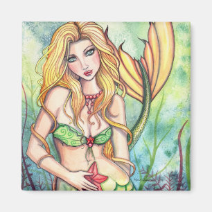 Mermaid Fridge Magnet by Molly Harrison