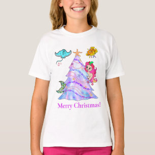 Mermaid & Friends Decorating Christmas Tree  T-Shirt