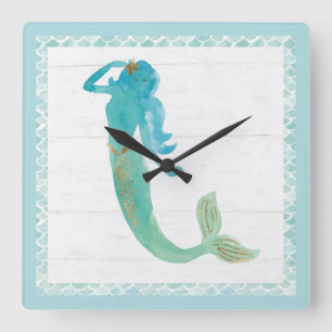 Mermaid Friends IV Square Wall Clock