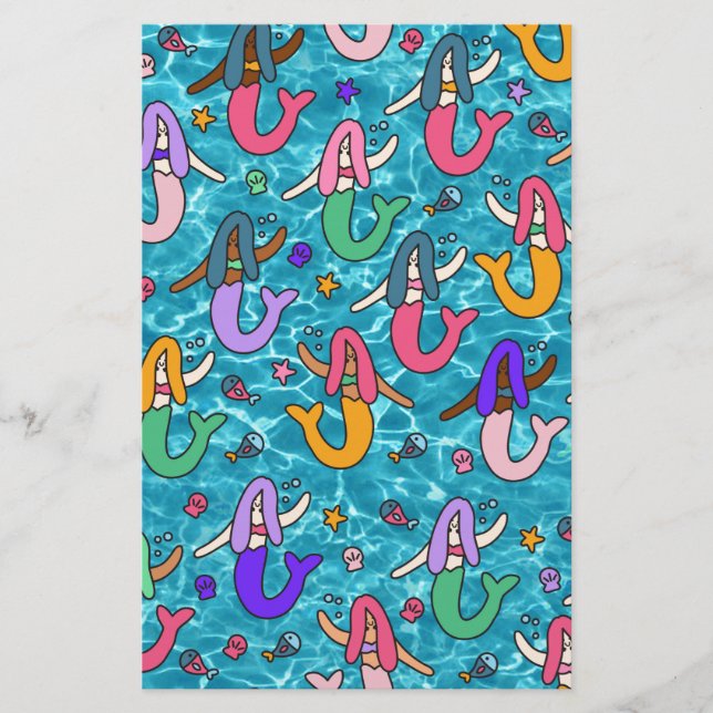 Mermaid friends stationery (Front)
