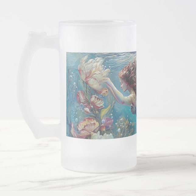 Mermaid Frosted Glass Mug (Left)