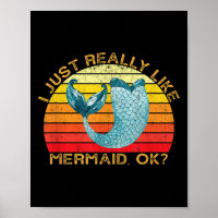 Mermaid Funny Animal Quote With Vintage Shape Desi