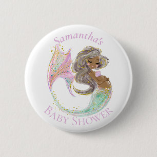 Mermaid Future Mum Baby Shower. Under The Sea. 6 Cm Round Badge
