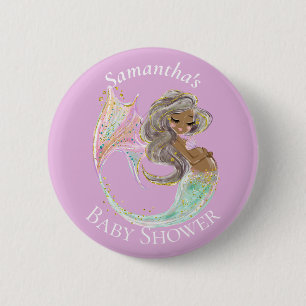Mermaid Future Mum Baby Shower. Under The Sea. 6 Cm Round Badge