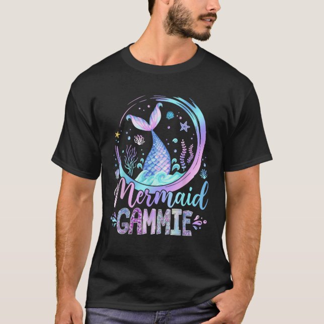Mermaid Gammie Family Matching Girl Birthday Party T-Shirt (Front)