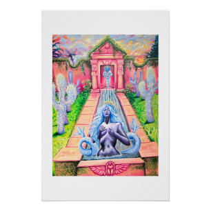 Mermaid garden by Nefertara art poster