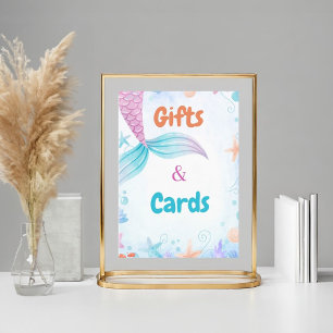 Mermaid Gift and Card Birthday Baby Shower Favour Poster