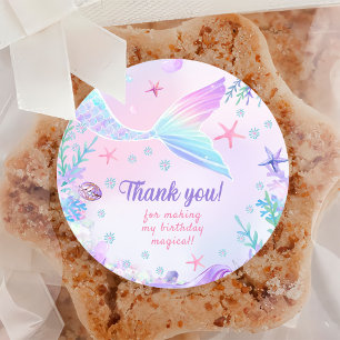 Mermaid Girl 1st Birthday Party  Classic Round Sticker
