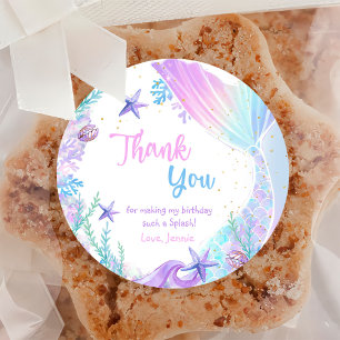 Mermaid Girl 1st Birthday Party  Classic Round Sticker