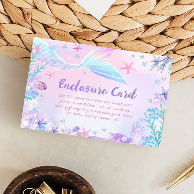 Mermaid Girl 1st Birthday Party Enclosure Card (Creator Uploaded)