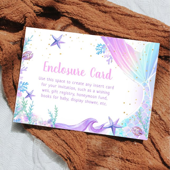 Mermaid Girl 1st Birthday Party Enclosure Card (Creator Uploaded)