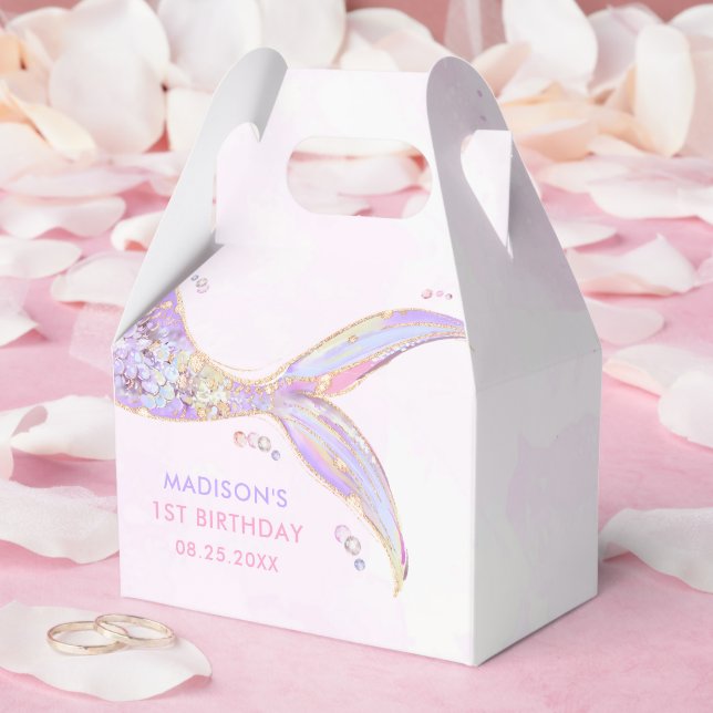 Mermaid Girl 1st Birthday Party Favour Box (Wedding)