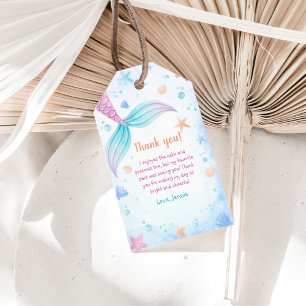 Mermaid Girl 1st Birthday Party Gift Tags