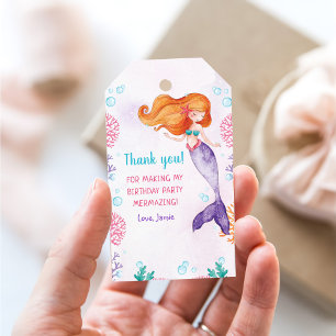 Mermaid Girl 1st Birthday Party Gift Tags