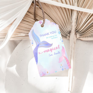 Mermaid Girl 1st Birthday Party Gift Tags