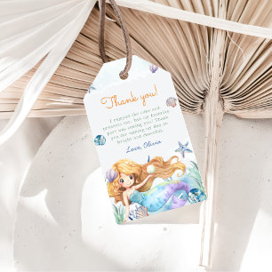 Mermaid Girl 1st Birthday Party Gift Tags