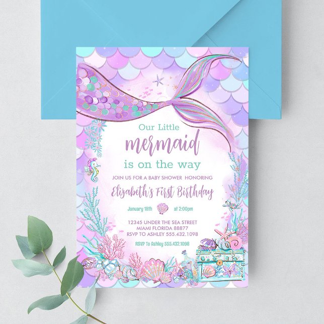 Mermaid Girl Baby Shower Invitation (Creator Uploaded)
