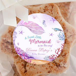 Mermaid Girl Baby Shower Party Classic Round Sticker