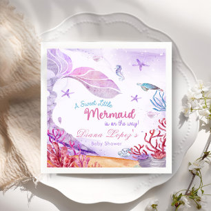Mermaid Girl Baby Shower Party Napkin