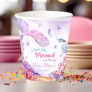 Mermaid Girl Baby Shower Party Paper Cups