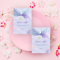 Mermaid girl baby shower ticket diaper raffle