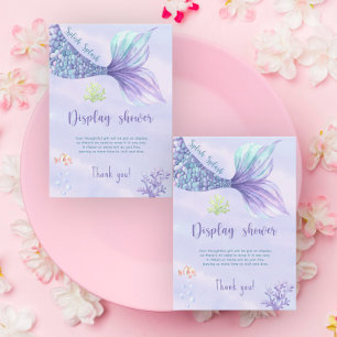 Mermaid girl baby shower ticket display shower enclosure card