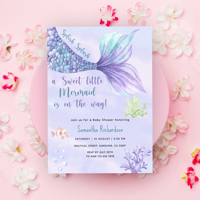 Mermaid Girl Baby Shower Under The Sea Invitation (Creator Uploaded)