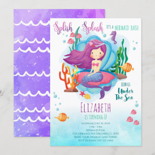 Mermaid Girl Birthday Invitation