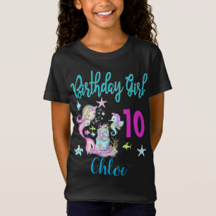 Mermaid Girl Birthday Party Group Matching Theme T-Shirt
