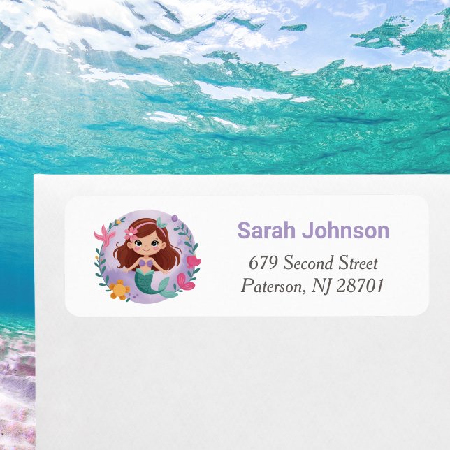 Mermaid Girl Birthday Party Return Address Label  (Creator Uploaded)