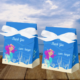 Mermaid Girl Blue Ocean Custom Pool Birthday Party Favour Box