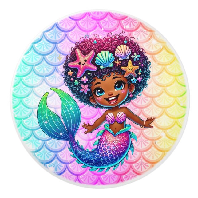 Mermaid Girl Cabinet Knob (Front)