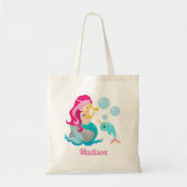 Mermaid Girl Cute Beach Narwhal Monogram Kids Tote Bag (Front)