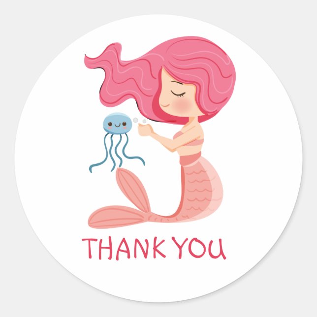 Mermaid Girl Party Pirate Classic Round Sticker (Front)