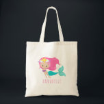 Mermaid Girl Princess Kids Cute Pink Hair Tote Bag<br><div class="desc">Cute Swimming Pink Hair Mermaid Princess For Kids Tote Bag</div>