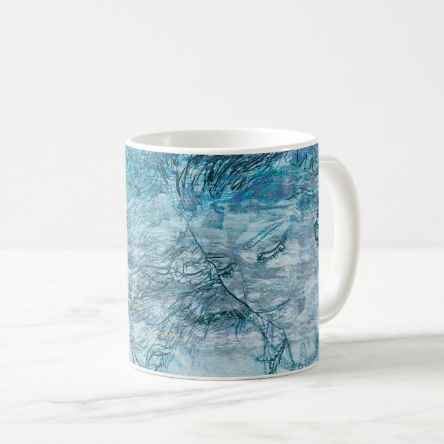 Mermaid Girl Teal Green Blue Nautical Ocean Waves Coffee Mug (Front Right)