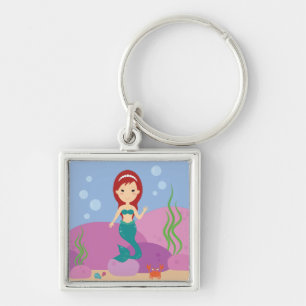 Mermaid girl underwater ocean seascape key ring