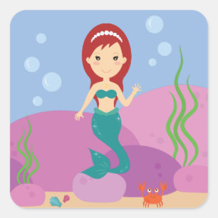 Mermaid girl underwater sea landscape sticker
