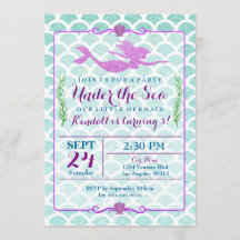Mermaid Girl's Birthday Party Invitation