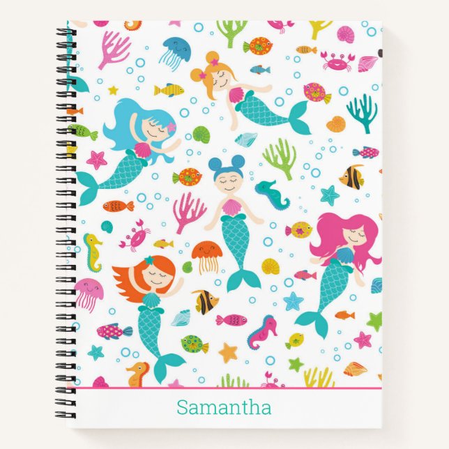 Mermaid Girls Under The Sea Personalised Notebook (Front)