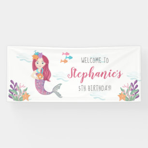 Mermaid Glam Birthday Party Banner