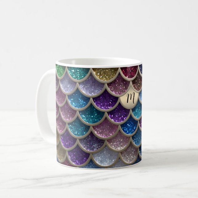 Mermaid Glam Glitter Scales Coffee Mug (Front Left)