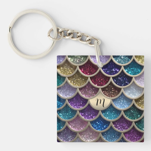 Mermaid Glam Glitter Scales Key Ring (Front)